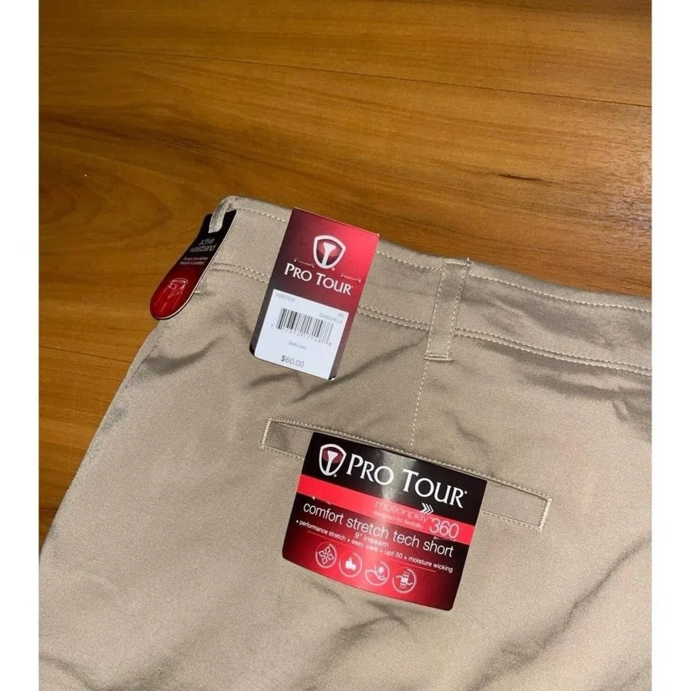 Mens NWT Pro Tour Golf Comfort Stretch Tech‎ Performance Active Chino Shorts